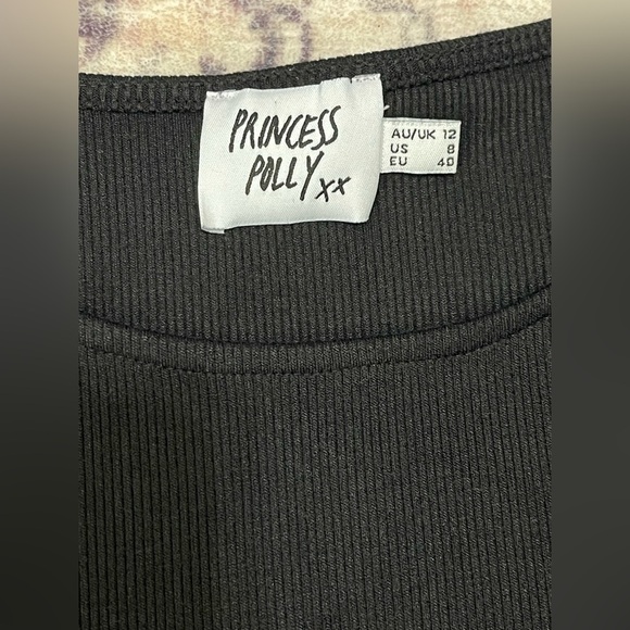 Princess Polly El Basico Cropped Ribbed Tee in Black Size 8 - Picture 7 of 9